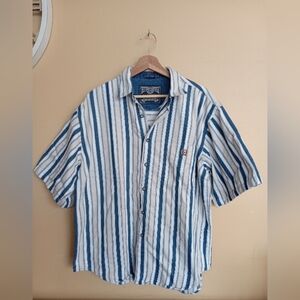 Casual Blue and White Striped Men's Shirt